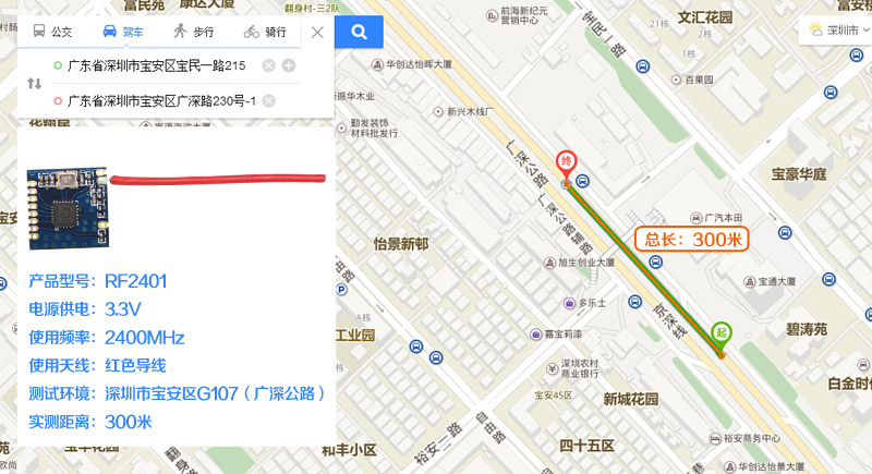 2.4g無線模塊RF2401的實(shí)際測(cè)試距離