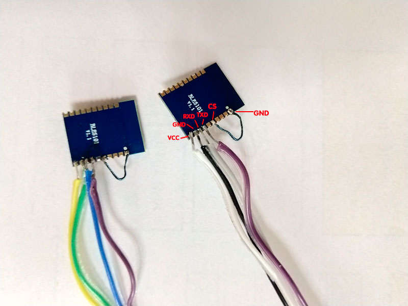 2個(gè)BLE5101模塊接線(xiàn)背面圖